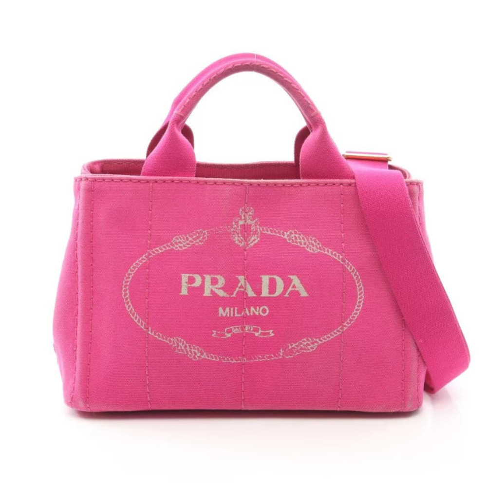 Prada CANAPA Tote Bag Canvas Pink